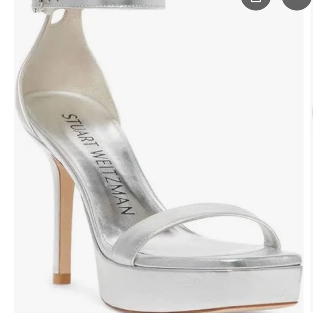 🌹STUART WEITZMAN🌹 Ankle Strap Platform Sandal In Silver Size: 9.5B